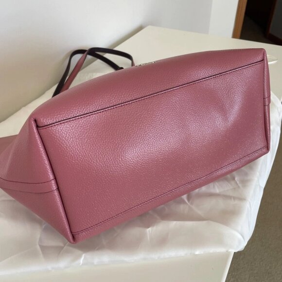 NWT COACH PEBBLED LEATHER MARKET TOTE GLITTER ROSE - Picture 3 of 6